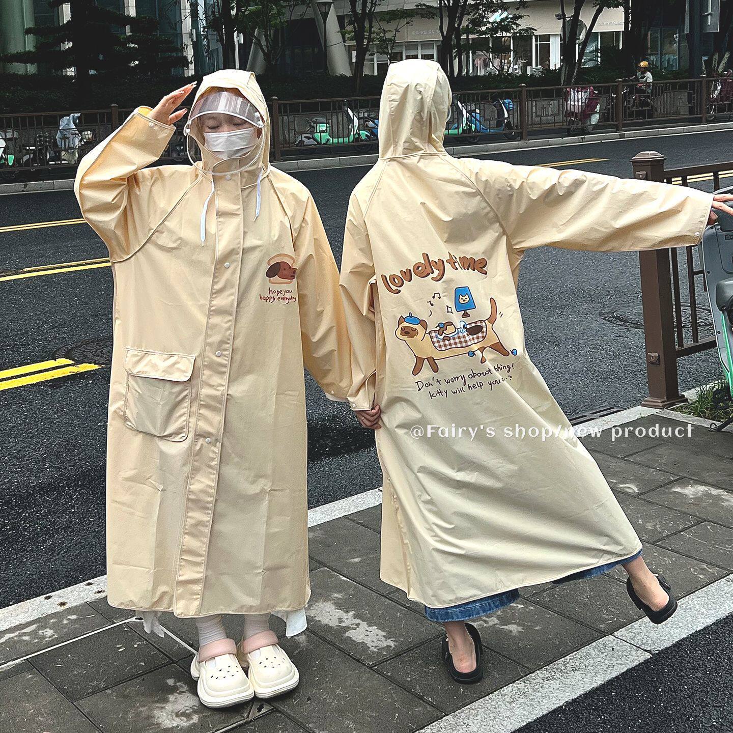 可爱雨衣电动车户外骑行