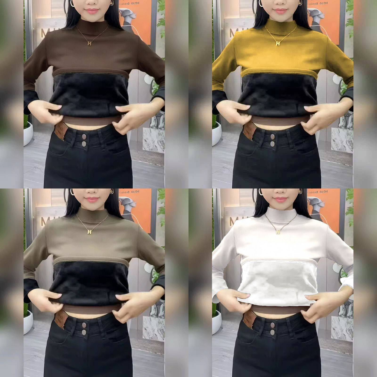 加绒加厚莫代尔打底衫女