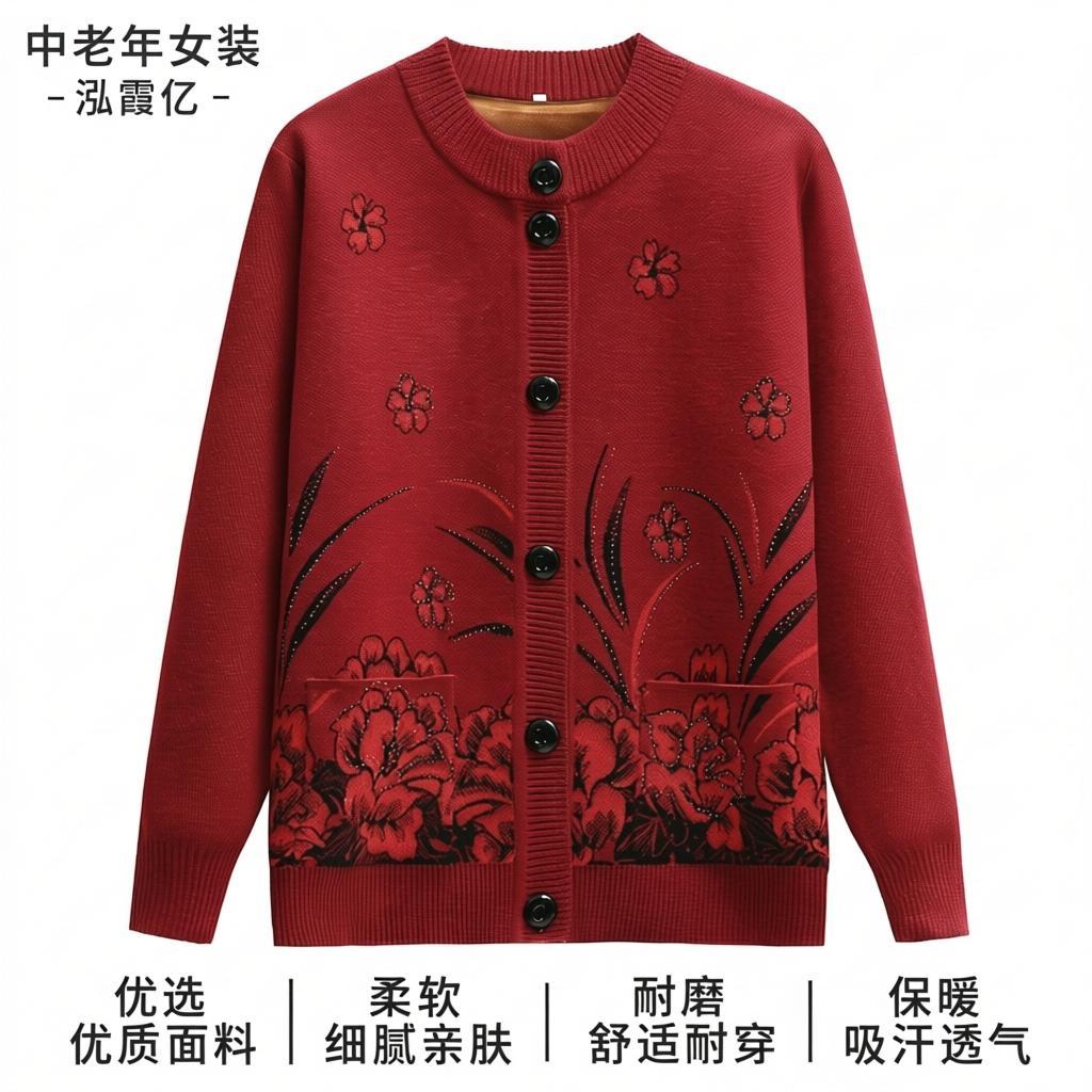 妈妈装冬装中年老年人毛