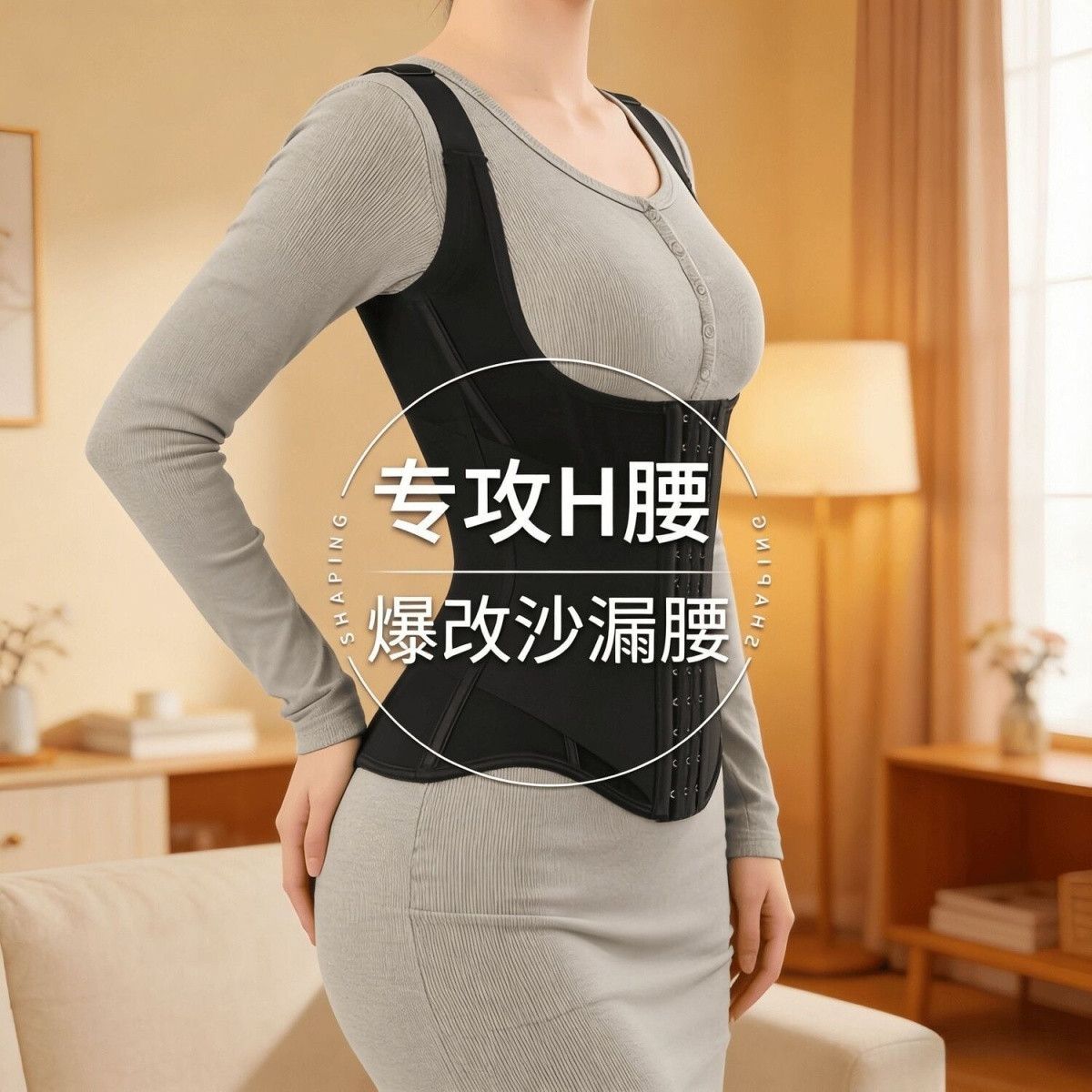 高弹塑形塑身上衣女束腰