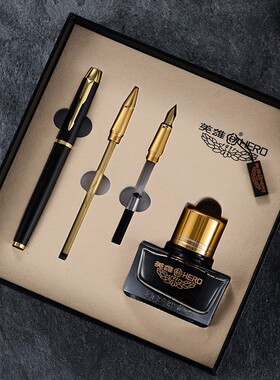 HERO/英雄1801A经典钢笔套装墨水礼品套装三件套墨水套盒生日礼物签字笔男女士书写学生练字硬笔书法礼品笔