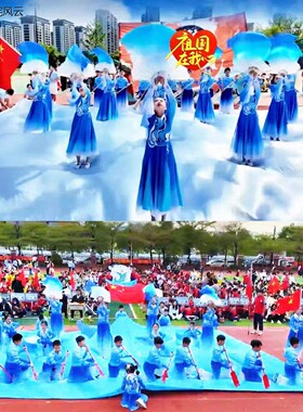 乘风破浪扬帆起航演出服儿童校运动会开幕式表演服蓝色舞蹈服道具