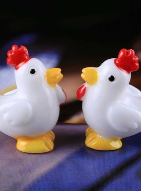 微景观生态瓶盆栽装饰小摆件卡通白色小公鸡迷你母鸡微观摄影摆设