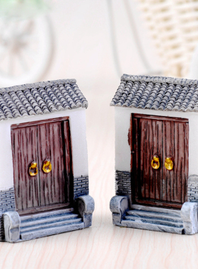 微景观摆件创意手工大门建筑多肉装饰卡通青砖瓦面大门树脂关门