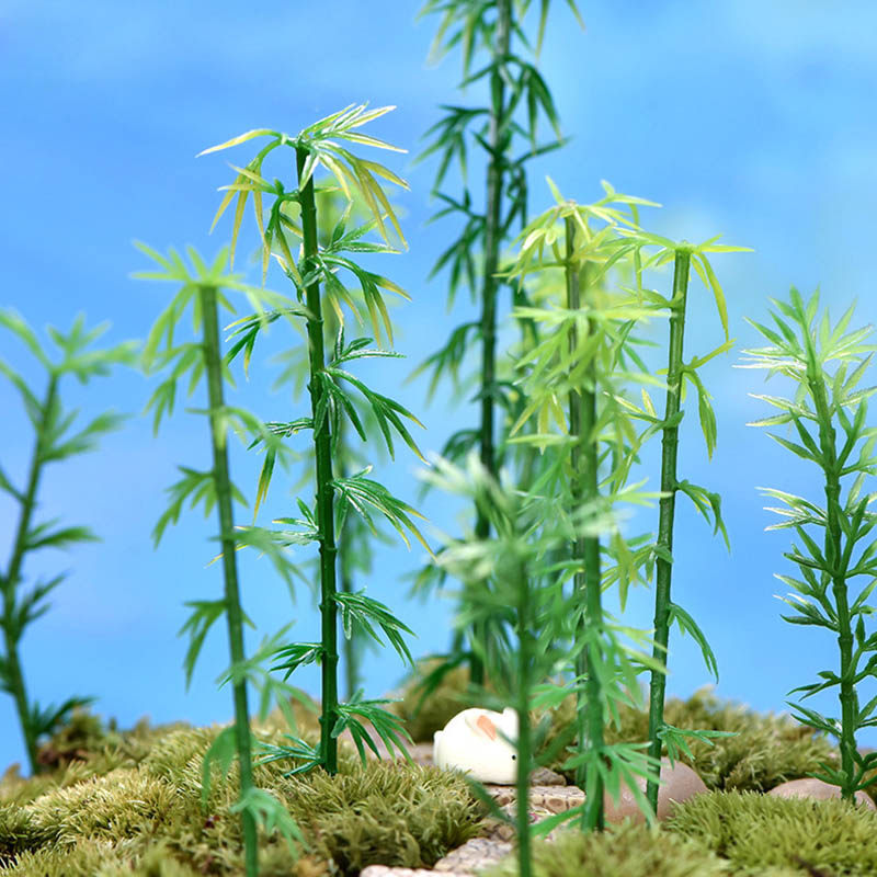 微景观造景摆件植物创意塑料竹子装饰多肉花盆生态瓶手工仿真毛竹