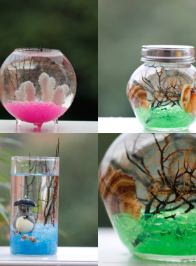 生态瓶半透明水族馆鱼缸玻璃石头