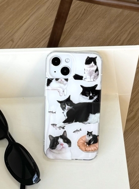 are you自制趣味可爱奶牛猫手机壳适用13苹果iPhone16promax新款15pro保护套14PRO全包16双层壳14