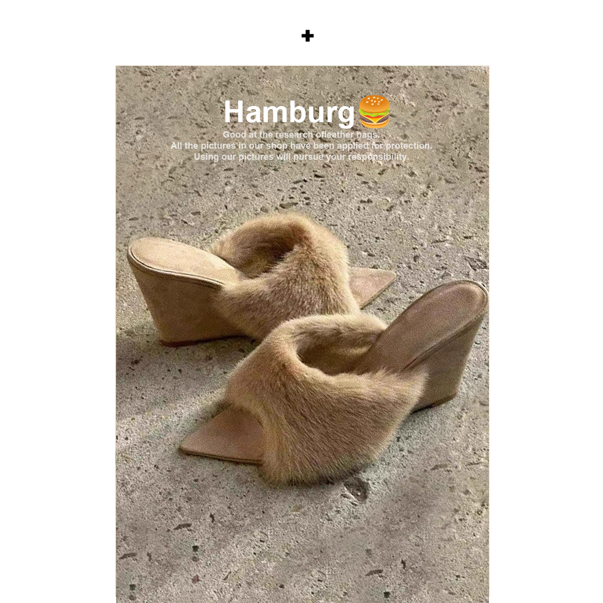 尖头坡跟千禧风毛毛拖鞋冬季女