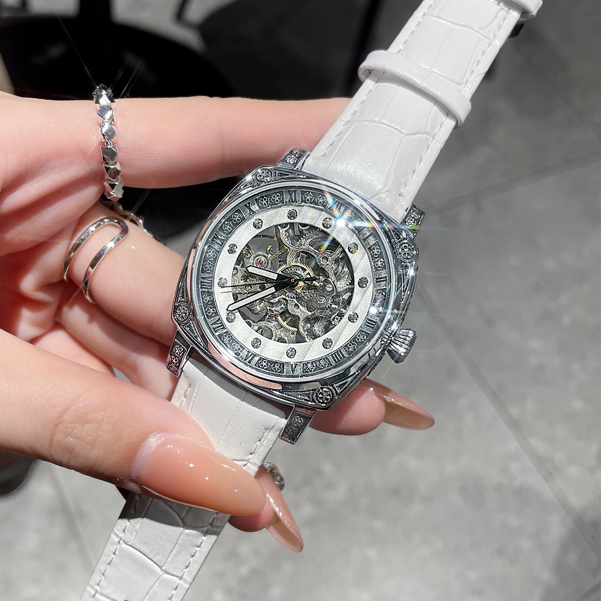 镂空机械手表女名牌正品女士女款腕表机械表小众轻奢表女式女表潮