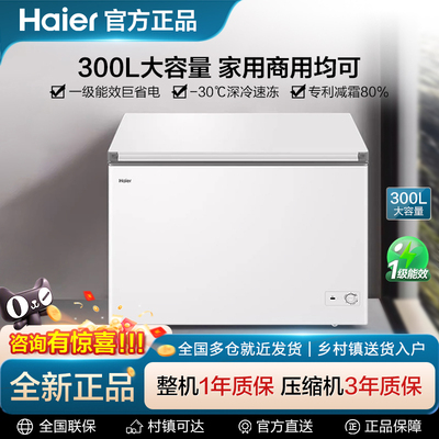 Haier/海尔 BC/BD-300GHPD冰柜家用小型冷藏冷冻两用卧式大容量