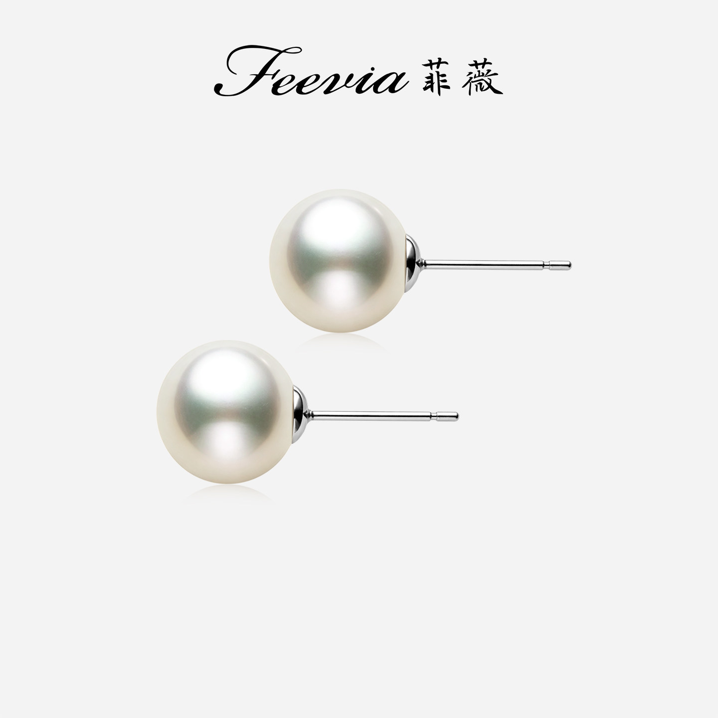 镜面光泽纯银爱迪生珍珠耳钉