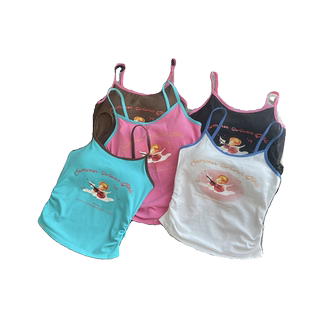 辣妹印花巴多胺小吊带背心女固定杯性感短款美背修身外穿无袖上衣