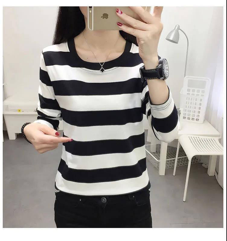 泫雅风百搭条纹长袖女t恤2024秋季新款薄款显瘦上衣ins潮打底衫女