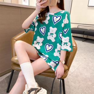 洋气T恤女2024短袖中长款夏ins潮韩范ulzzang学生港味半袖上衣服
