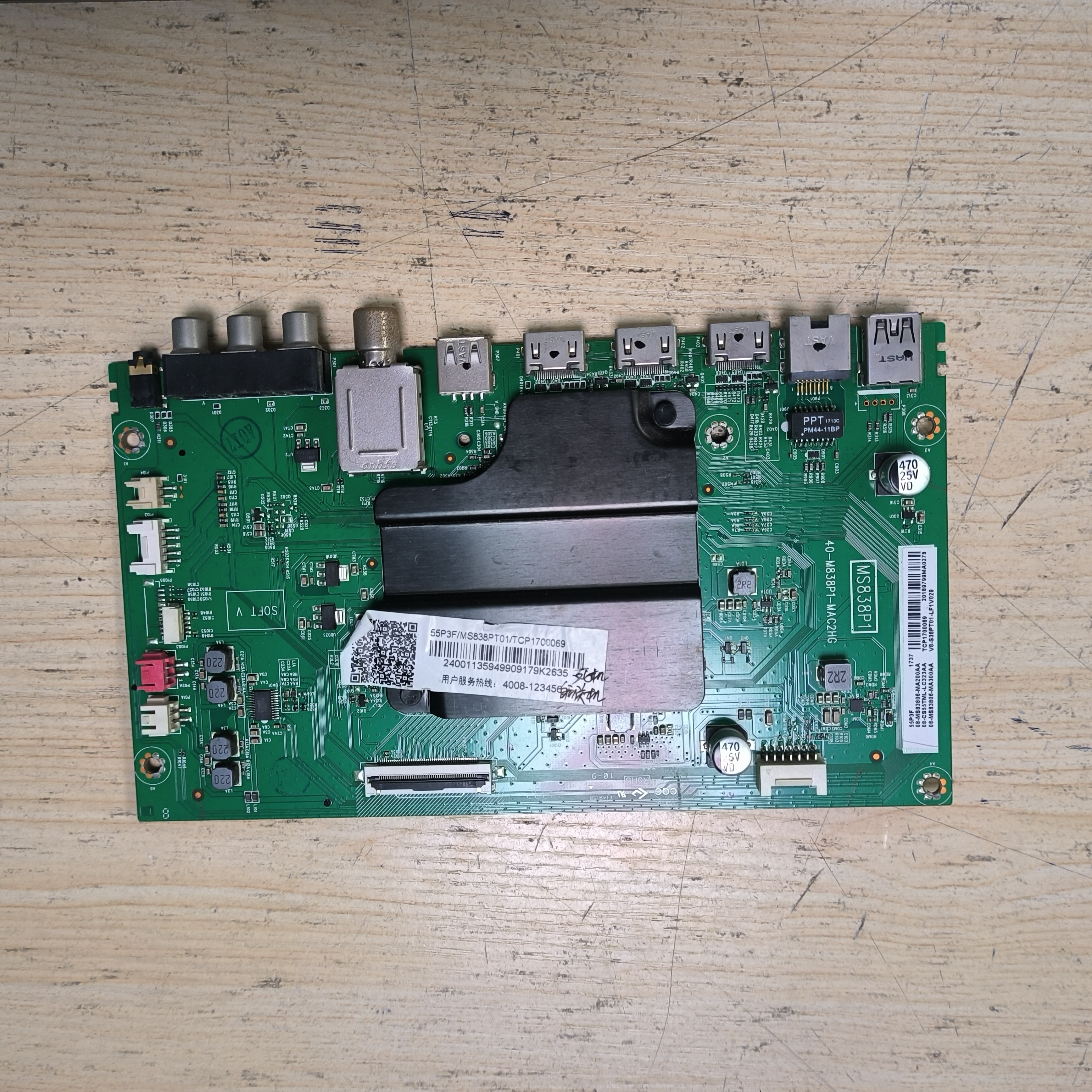 原装TCL 55P3F主板40-M838P1-MAC2HG屏LVF550ND1L实图