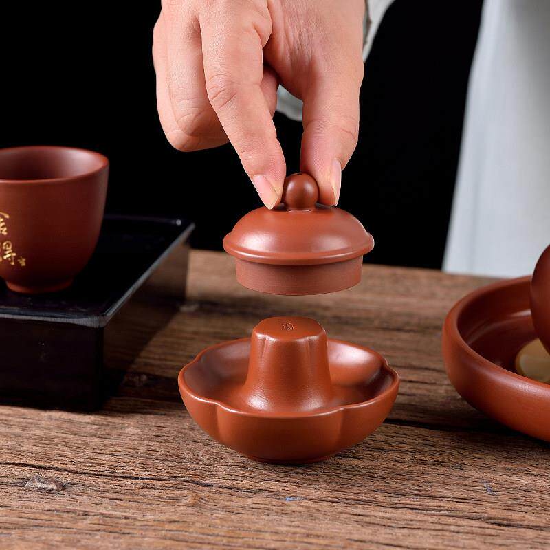 盖置老安顺潮州中式朱泥茶壶盖托 功夫茶具配件 茶托壶托盖架摆件