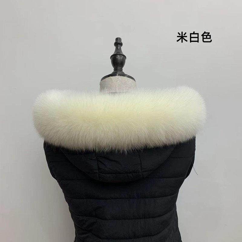 羽绒服帽子毛领真毛狐狸子毛条帽条冬季男女真毛皮草围巾门襟黑白