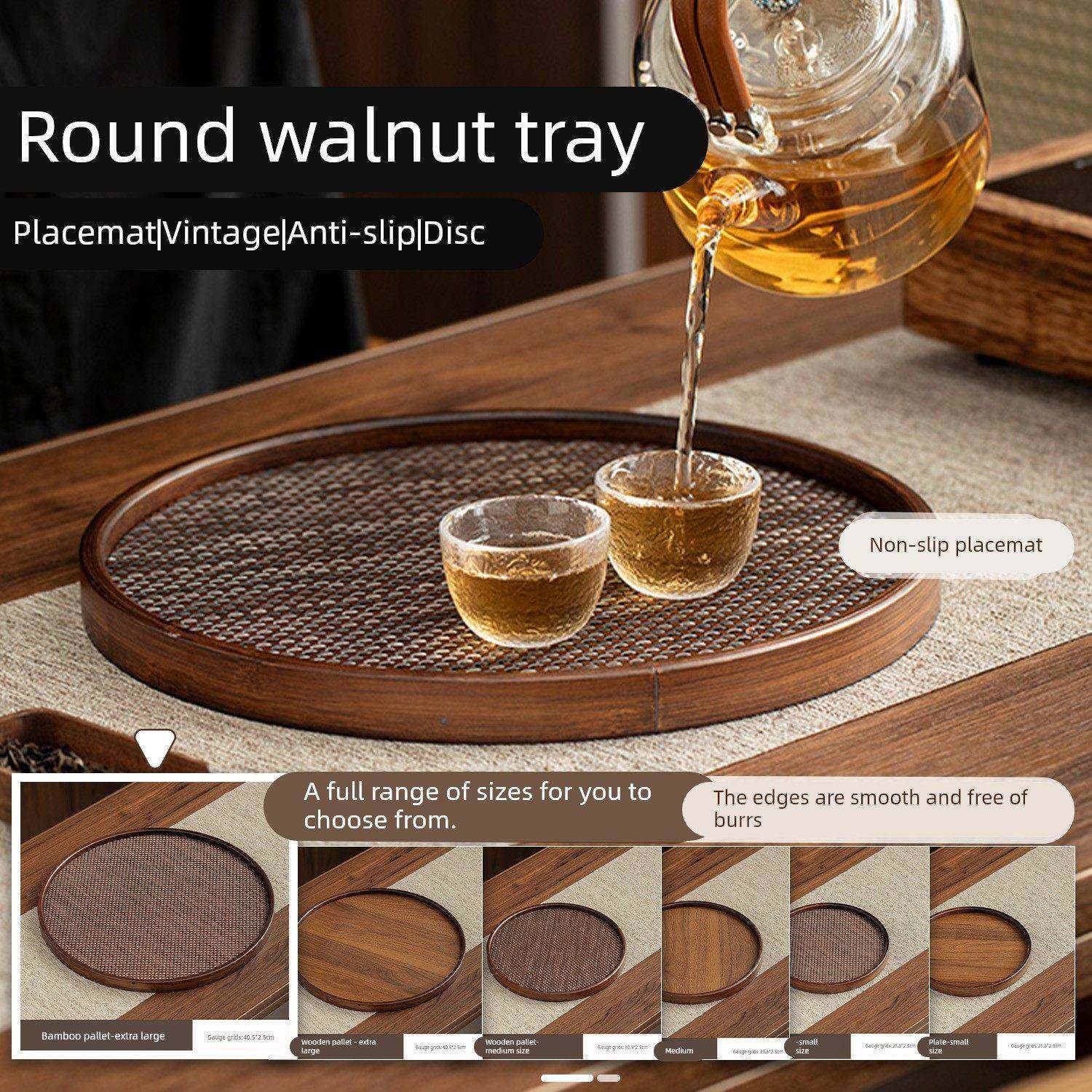 藤编托盘实木家用圆形长方形功夫茶水杯茶具日式面包零食木托盘,餐饮具,餐用托盘,淘宝优惠券,粉丝福利购,淘宝优惠卷