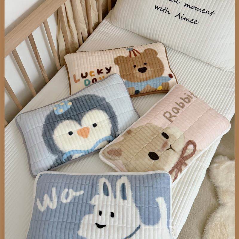 儿童枕套牛奶绒a类30x50婴儿乳胶枕专宝宝用卡通幼儿园秋冬季枕巾