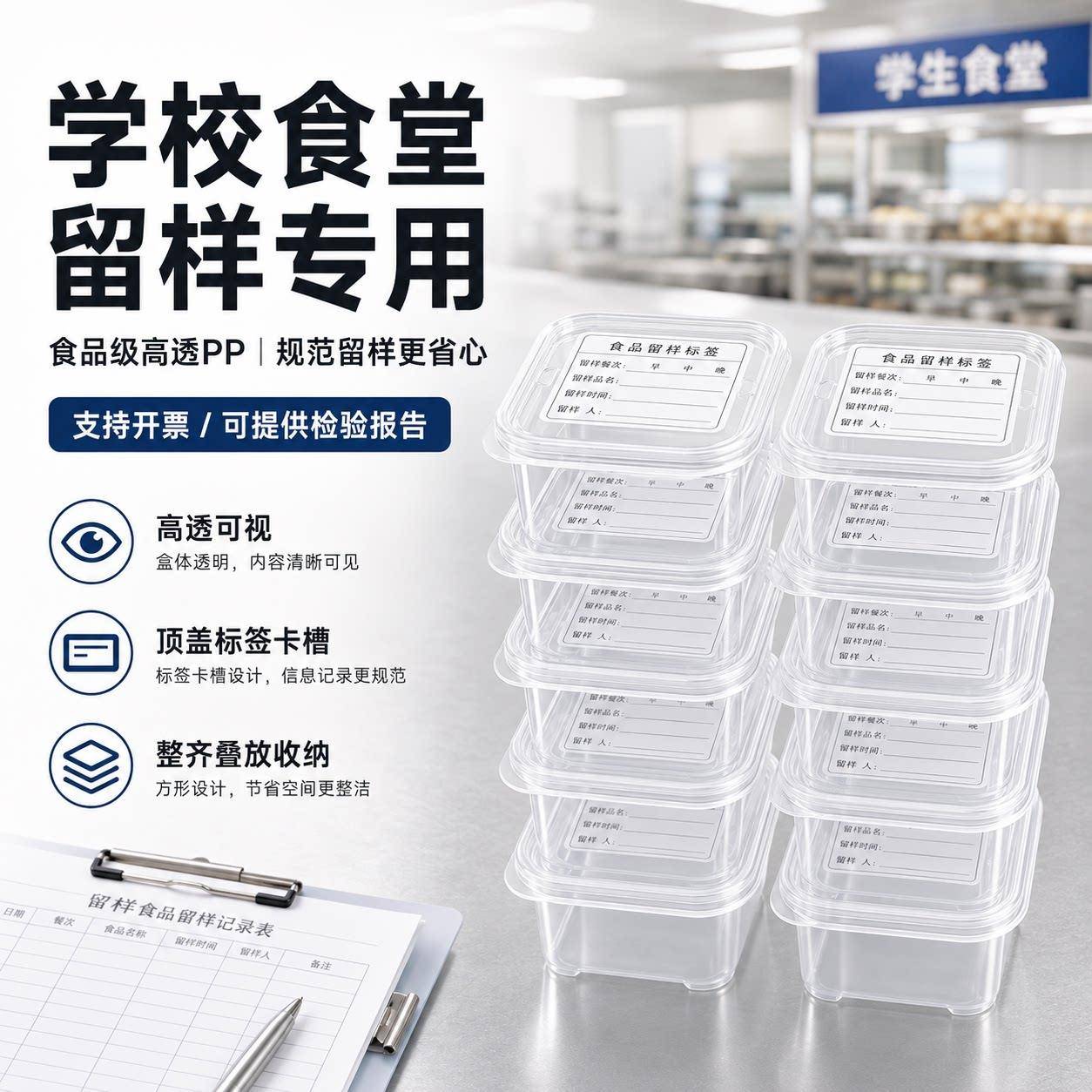 食品留样专用盒级餐饮幼儿园食堂盒125克实验室样品盒