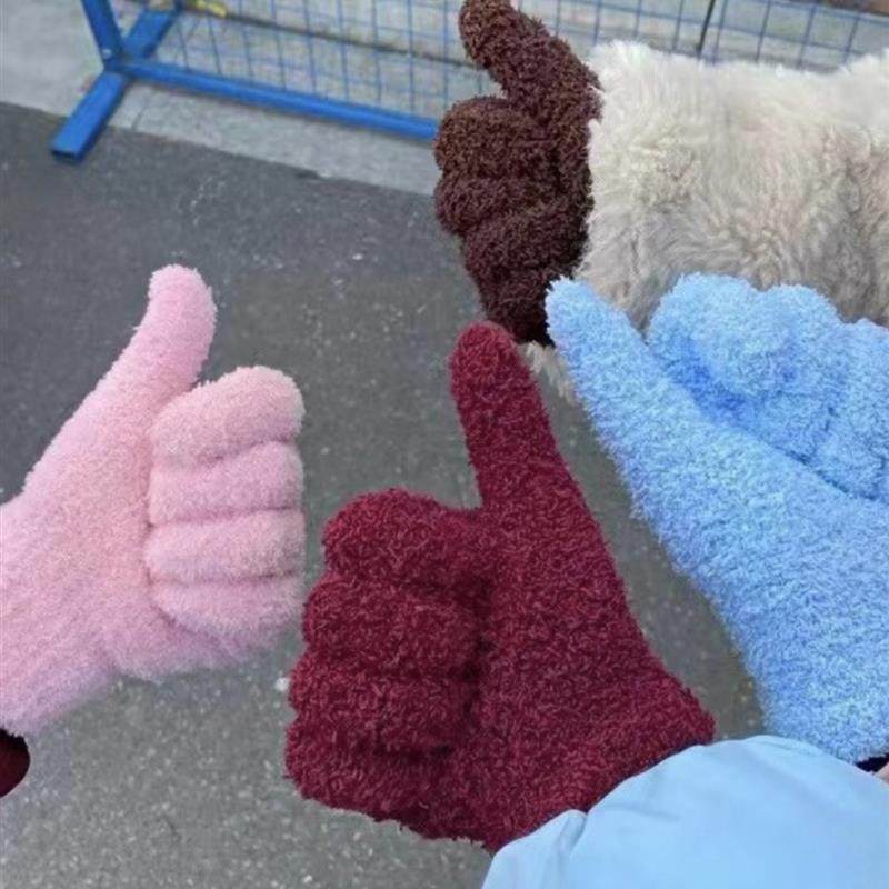 手套女冬季韩版ins风可爱冬天学生纯色百搭防羊羔毛保暖寒潮加厚