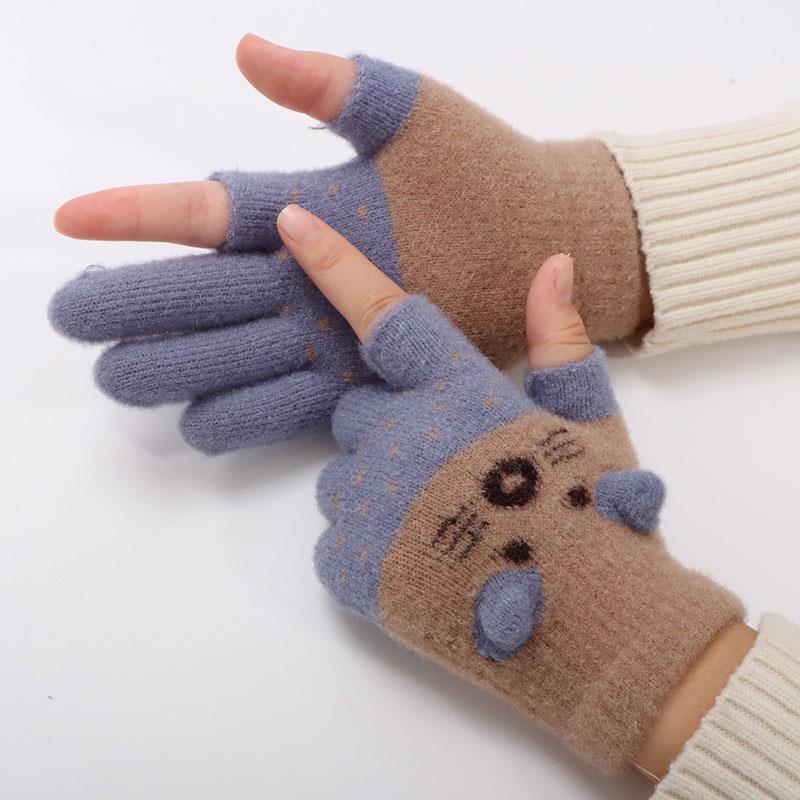 儿童手套冬写字漏二指秋季