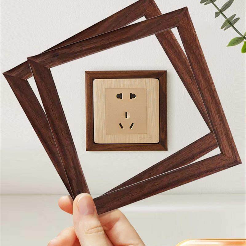 开关边框保护套实木胡桃木贴窄边86插座面板套遮挡中遮丑美化古风,家居饰品,开关贴,淘宝优惠券,粉丝福利购,淘宝优惠卷