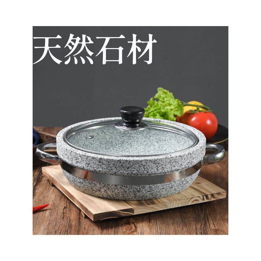 韩式拌饭石锅韩国料理商用石碗无涂层耐热圆形煲汤保温商用带盖子