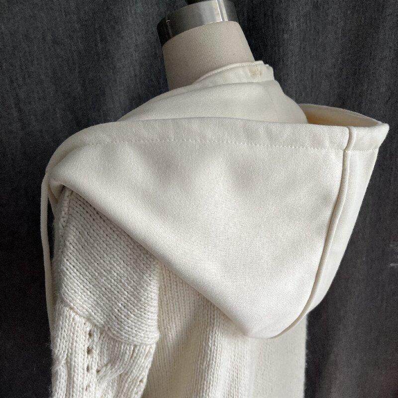 帽子假领子米白色羽绒服可