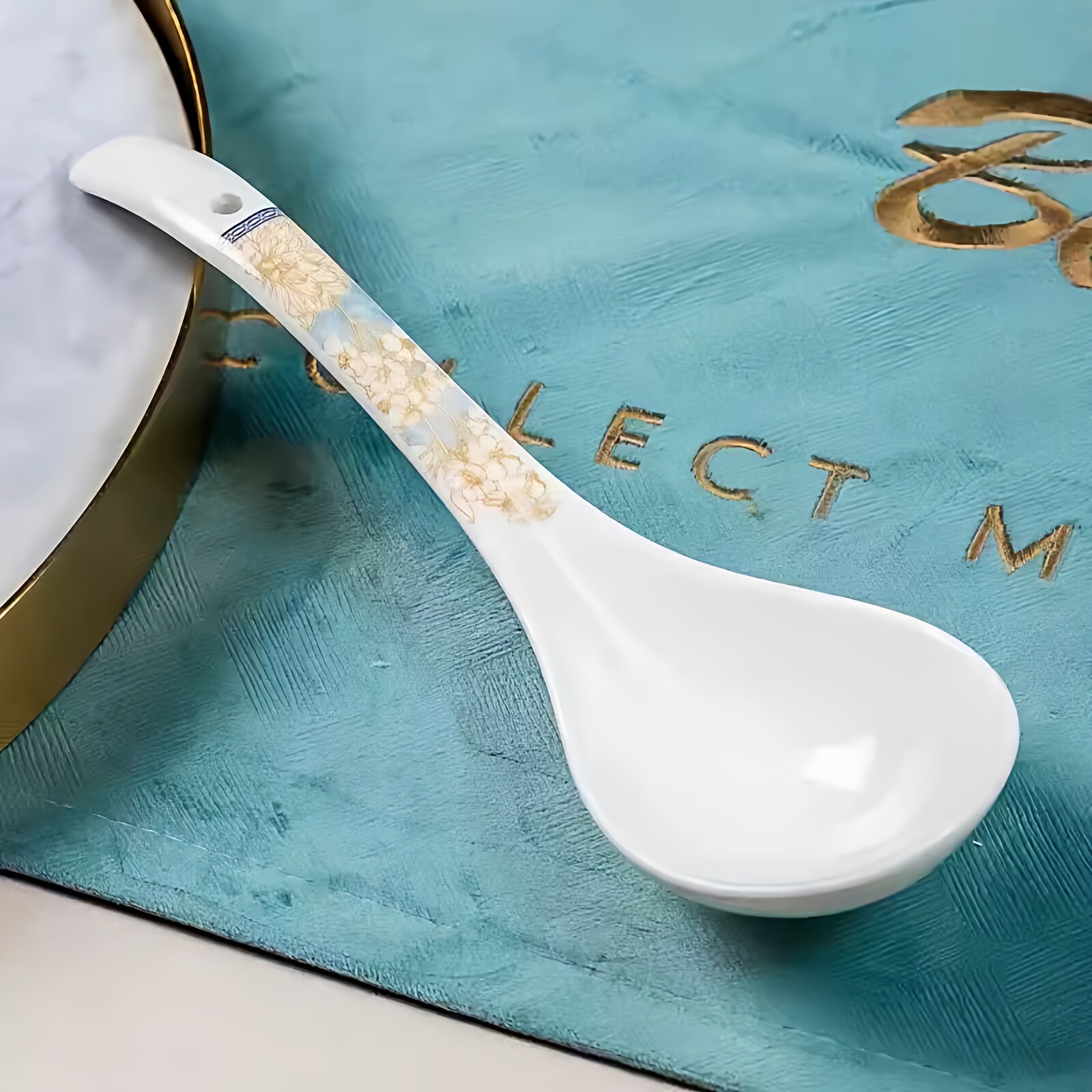 陶瓷勺子长柄景德镇陶瓷汤勺家用勺子大号汤匙调羹子盛稀饭火锅骨