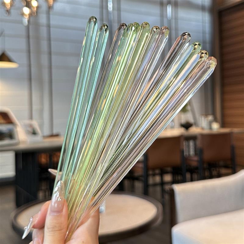 Rainbow彩虹系列虫虫同款出口透明水晶筷防滑可用尖头洗碗机筷子