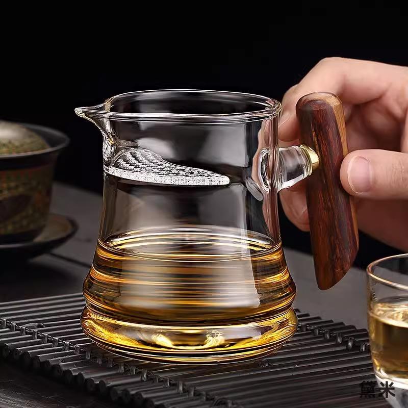 公道杯茶漏一体玻璃月牙绿