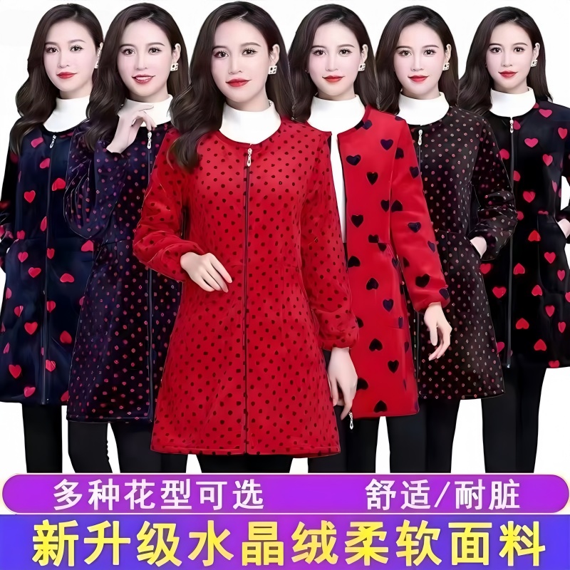 加绒加厚罩衣水晶绒女冬季