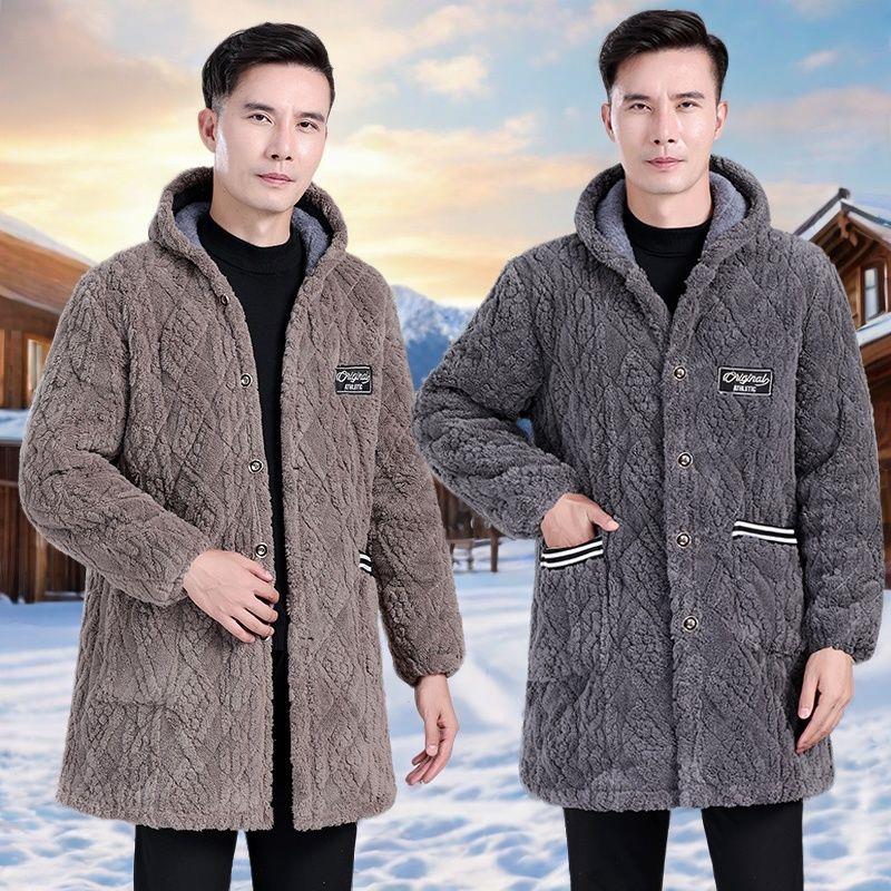 冬季爸爸棉衣男士加绒加厚