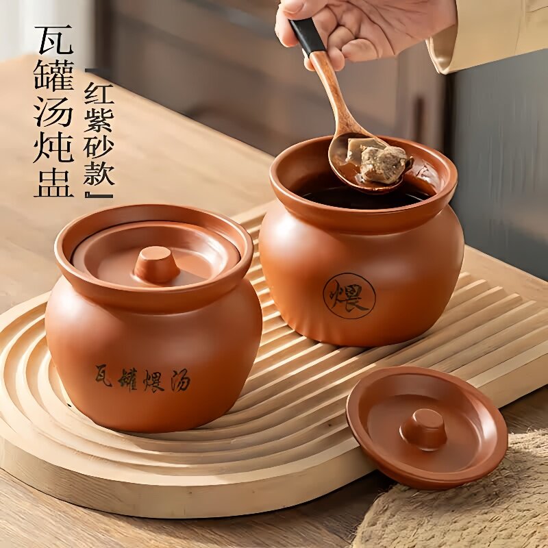 瓦罐炖蛊一人份景德镇紫砂隔水炖瓦罐炖盅食蒸蛋米饭炖汤坛子陶瓷