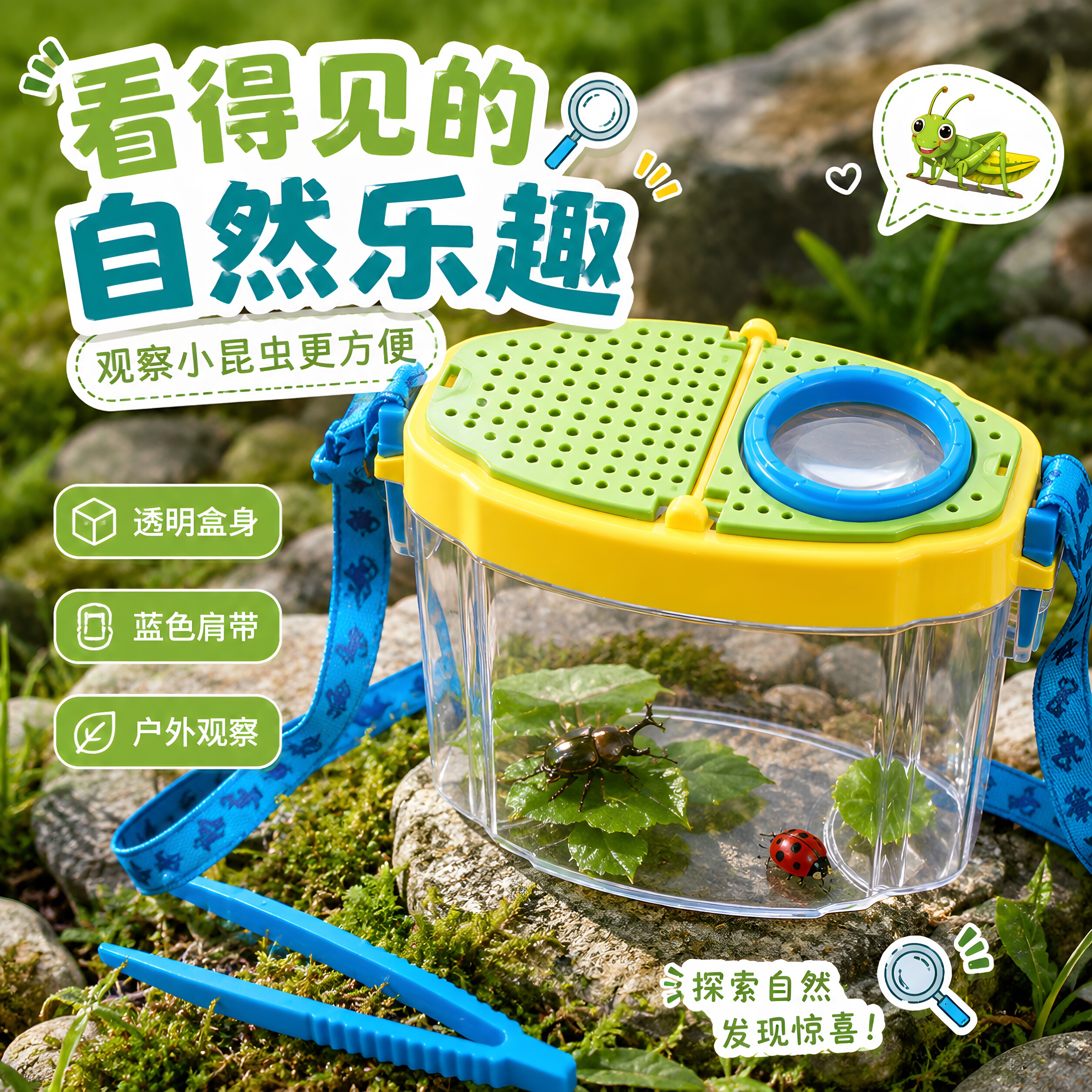 昆虫观察盒宠物跳蛛蜘蛛甲虫饲养