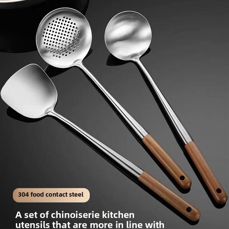 家用不锈钢炒勺炒铲加长柄