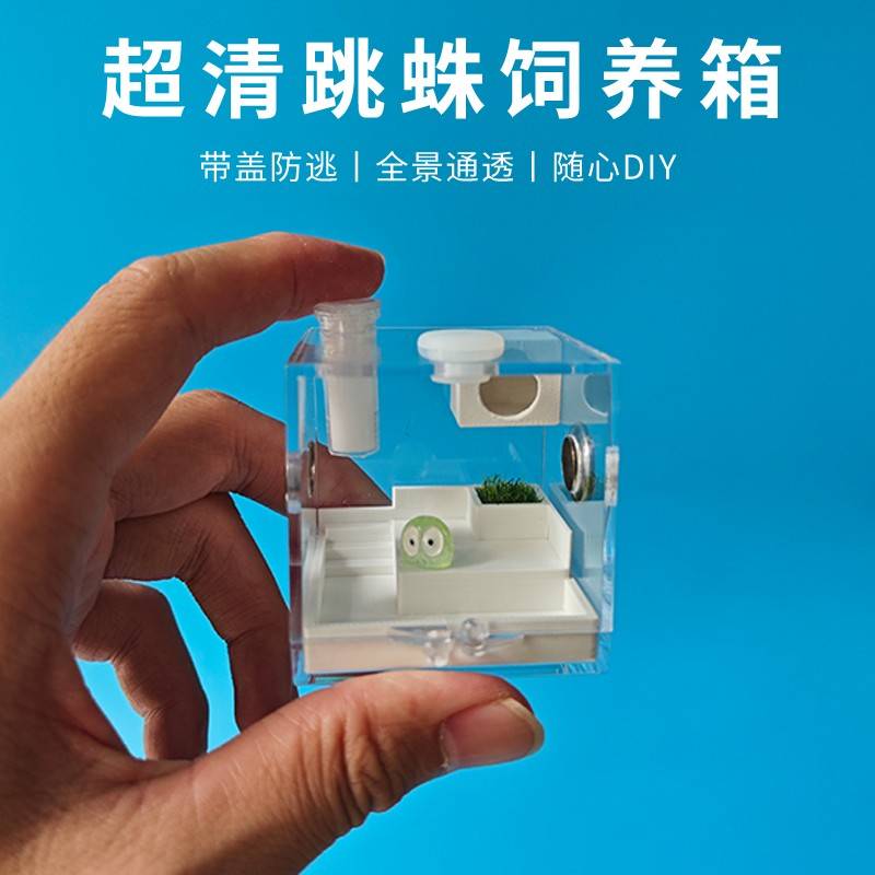 昆虫观察盒宠物跳蛛蜘蛛甲虫饲养箱爬宠饲养盒亚克力高透3D打印透