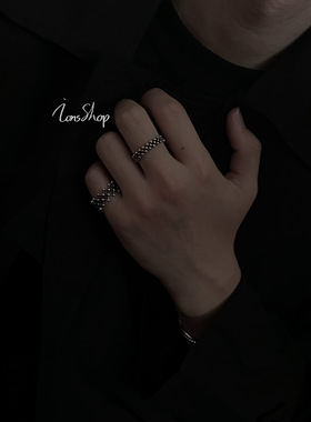 密集小众细款复古纯银戒指原创