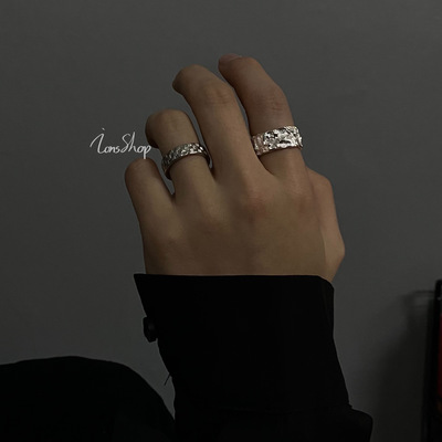 凹凸质感不规则纹理银戒指冷淡风