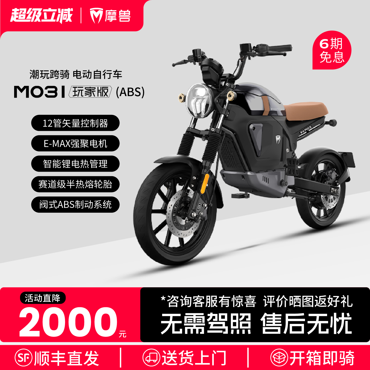 摩兽电动车M03I电动自行车锂电池