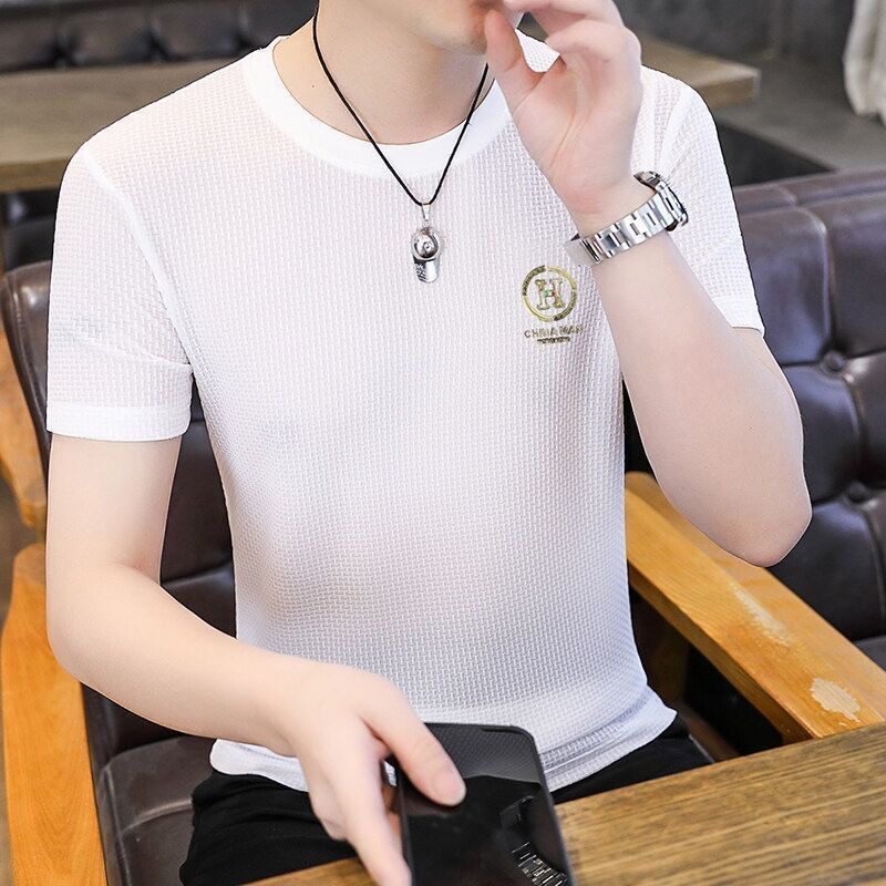 男士9.9上班工作耐磨耐脏短袖T恤衣服便宜冰丝速干半袖打底衫大码