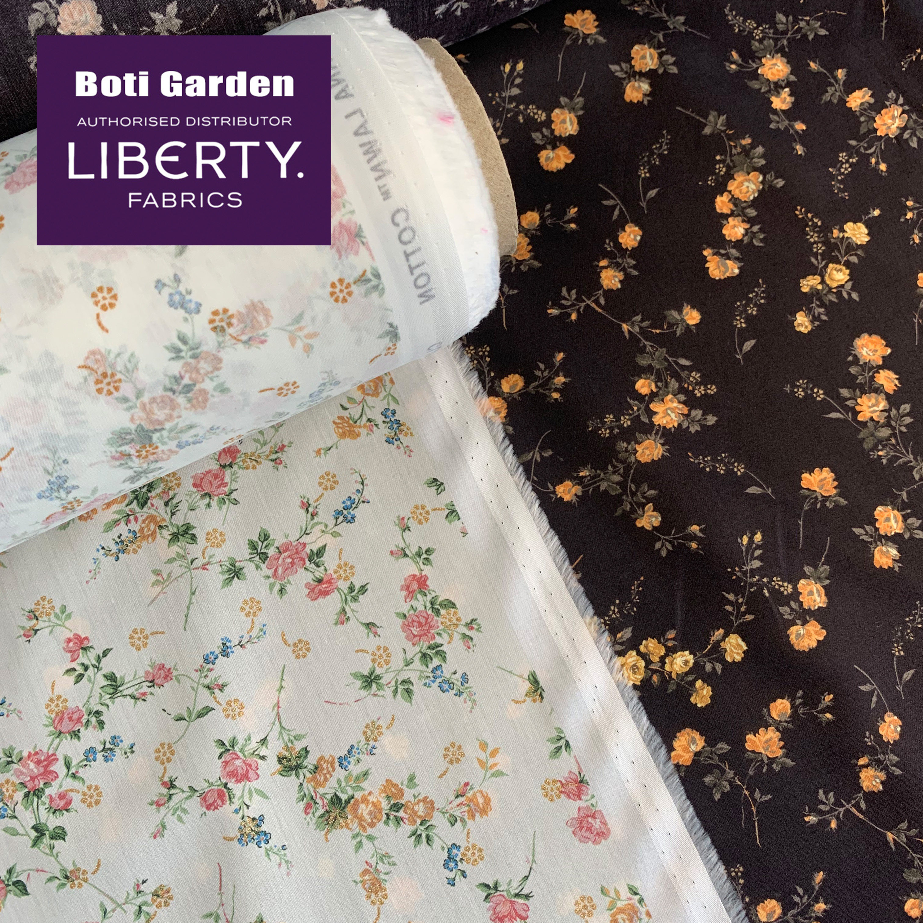 伯缇花园Liberty正品 Elizabeth伊丽莎白黑白金粉碎花100支塔纳棉