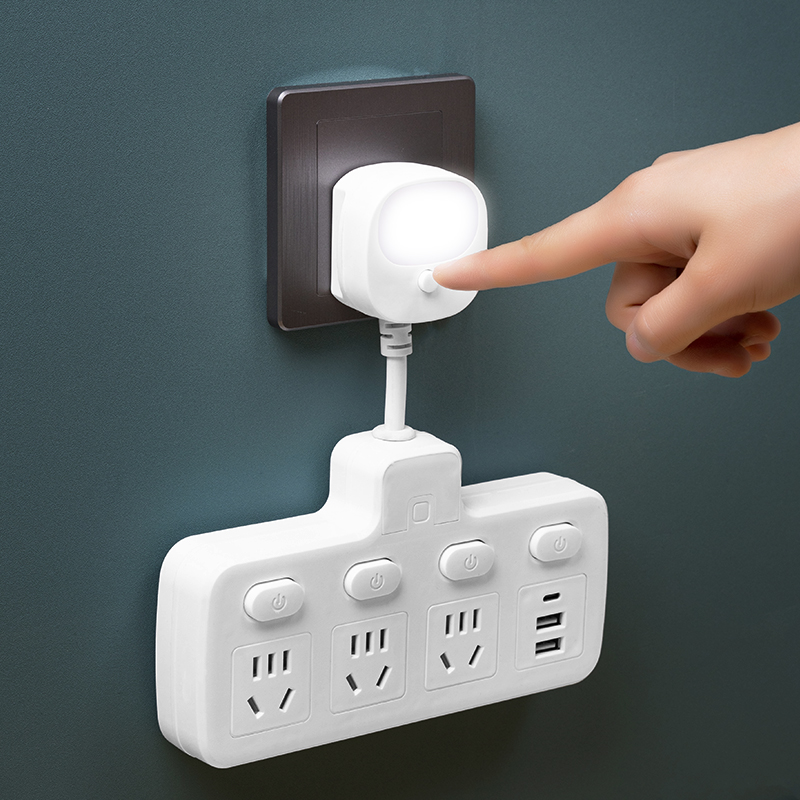 排插usb插座电源转换器多y孔带夜灯插头家用新国标插排带灯