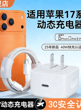 适用苹果17充电器40WPD快充60W动态快充苹果17pro/iphone17Air/Pro max手机充电器45W插头苹果16/15套装