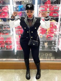 PU leather patchwork baseball jersey时尚金属扣PU皮拼接棒球服