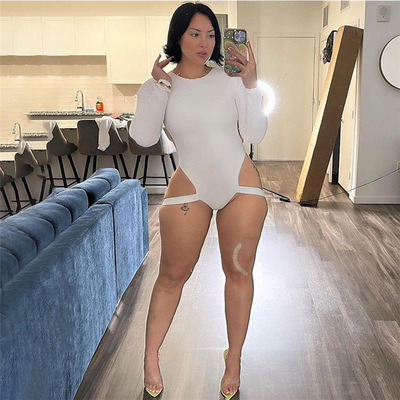 露背打底长袖连体衣女