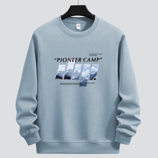 时尚 休闲上衣大码 印花潮男 男潮流宽松长袖 翰狮纯棉卫衣男春秋薄款