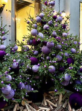 香桔圣诞节装饰品ins风紫色绒布圣诞球挂饰diy圣诞树挂件橱窗布置