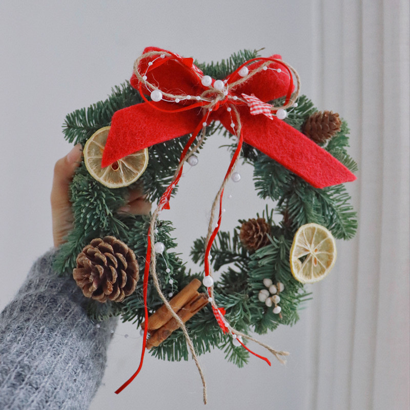 圣诞节装饰ins风圣诞花环门挂diy诺贝松家用客厅橱窗装扮布置挂件